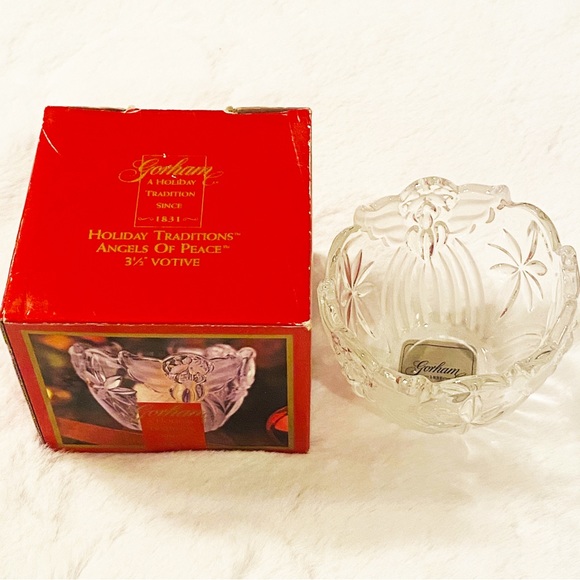 Gorham Crystal Angels of Peace Votive Candle Holder Frosted Christmas Germany - Picture 10 of 15